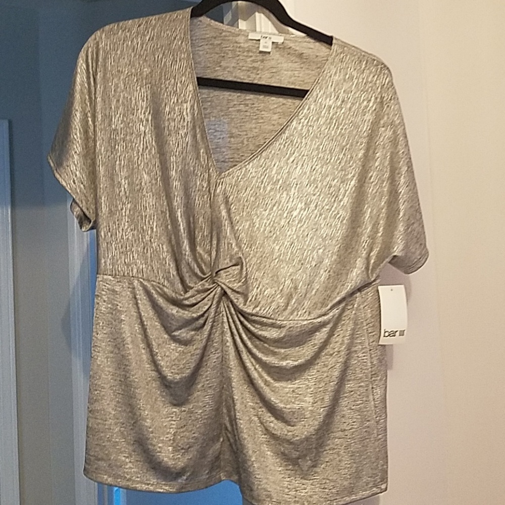 Bar III nwt silver top w knotted detail XL
